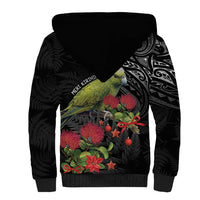 Meri Kirihimete Kakapo Sherpa Hoodie Black Silver Fern Christmas Vibe LT9 - Polynesian Pride