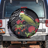Meri Kirihimete Kakapo Spare Tire Cover Black Silver Fern Christmas Vibe LT9 Black - Polynesian Pride