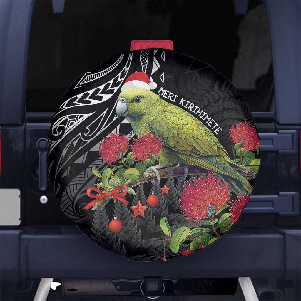 Meri Kirihimete Kakapo Spare Tire Cover Black Silver Fern Christmas Vibe LT9 - Polynesian Pride