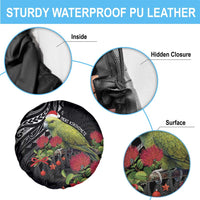 Meri Kirihimete Kakapo Spare Tire Cover Black Silver Fern Christmas Vibe LT9 - Polynesian Pride