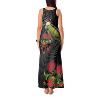 Meri Kirihimete Kakapo Tank Maxi Dress Black Silver Fern Christmas Vibe LT9 - Polynesian Pride