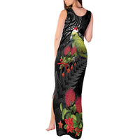 Meri Kirihimete Kakapo Tank Maxi Dress Black Silver Fern Christmas Vibe LT9 - Polynesian Pride
