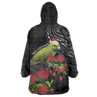 Meri Kirihimete Kakapo Wearable Blanket Hoodie Black Silver Fern Christmas Vibe LT9 - Polynesian Pride