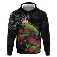 Meri Kirihimete Kakapo Zip Hoodie Black Silver Fern Christmas Vibe LT9 Pullover Hoodie Black - Polynesian Pride