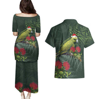 Meri Kirihimete Kakapo Couples Matching Puletasi and Hawaiian Shirt Green Silver Fern Christmas Vibe LT9 - Polynesian Pride