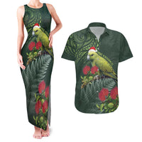 Meri Kirihimete Kakapo Couples Matching Tank Maxi Dress and Hawaiian Shirt Green Silver Fern Christmas Vibe LT9 Green - Polynesian Pride