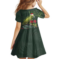 Meri Kirihimete Kakapo Family Matching Off Shoulder Short Dress and Hawaiian Shirt Green Silver Fern Christmas Vibe LT9 - Polynesian Pride