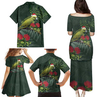 Meri Kirihimete Kakapo Family Matching Puletasi and Hawaiian Shirt Green Silver Fern Christmas Vibe LT9 - Polynesian Pride
