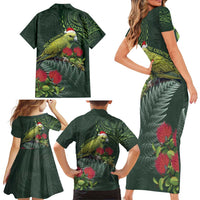 Meri Kirihimete Kakapo Family Matching Short Sleeve Bodycon Dress and Hawaiian Shirt Green Silver Fern Christmas Vibe LT9 - Polynesian Pride