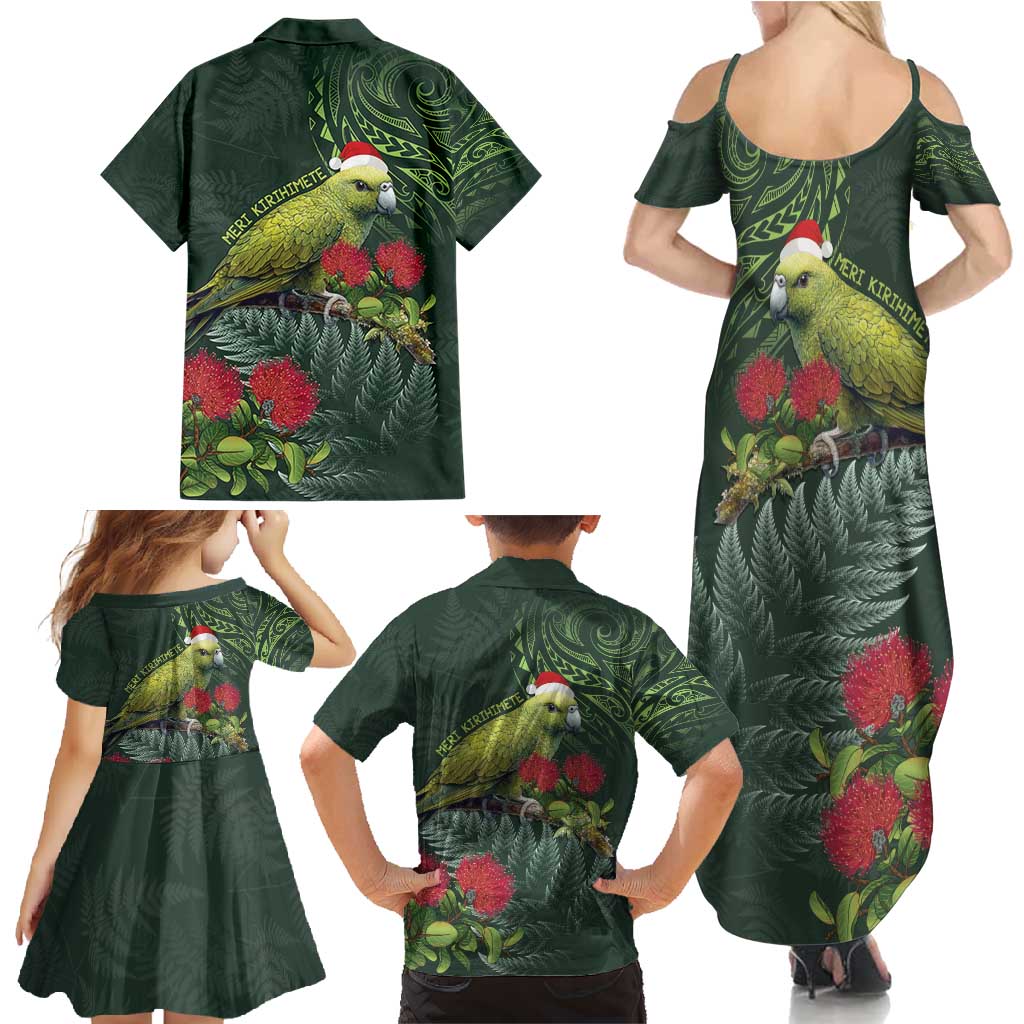 Meri Kirihimete Kakapo Family Matching Summer Maxi Dress and Hawaiian Shirt Green Silver Fern Christmas Vibe LT9 - Polynesian Pride
