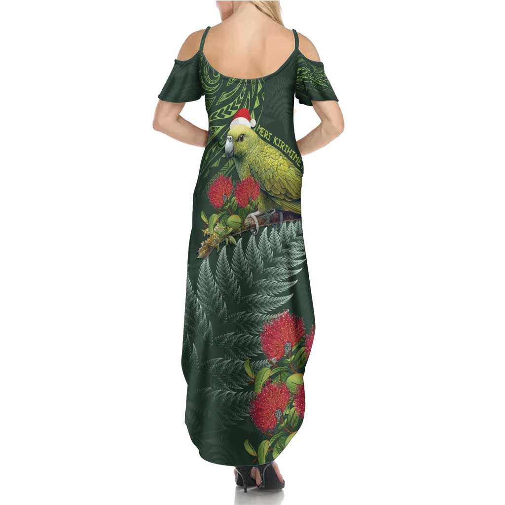 Meri Kirihimete Kakapo Family Matching Summer Maxi Dress and Hawaiian Shirt Green Silver Fern Christmas Vibe LT9 - Polynesian Pride