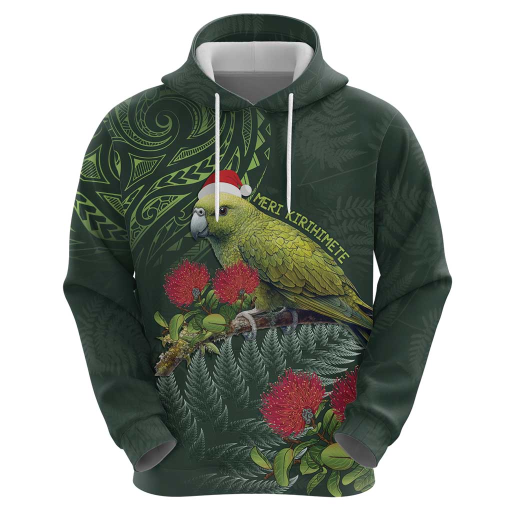 Meri Kirihimete Kakapo Hoodie Green Silver Fern Christmas Vibe LT9 - Polynesian Pride