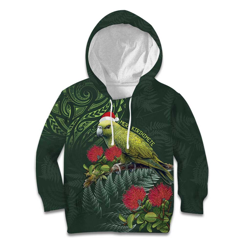 Meri Kirihimete Kakapo Kid Hoodie Green Silver Fern Christmas Vibe LT9 Hoodie Green - Polynesian Pride