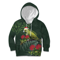 Meri Kirihimete Kakapo Kid Hoodie Green Silver Fern Christmas Vibe LT9 Hoodie Green - Polynesian Pride