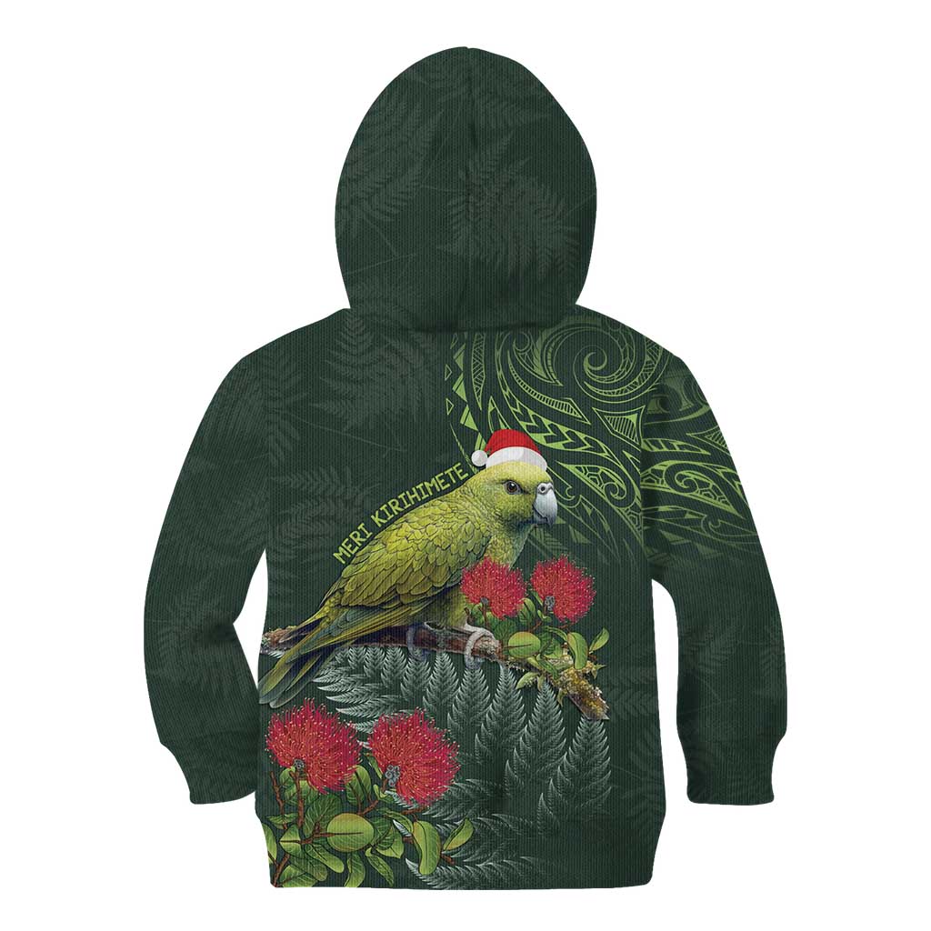 Meri Kirihimete Kakapo Kid Hoodie Green Silver Fern Christmas Vibe LT9 - Polynesian Pride