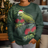 Meri Kirihimete Kakapo Kid Ugly Christmas Sweater Green Silver Fern Christmas Vibe LT9 - Polynesian Pride