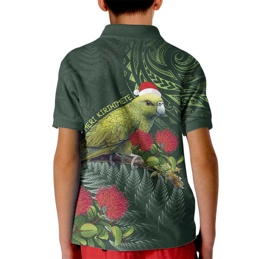 Meri Kirihimete Kakapo Kid Polo Shirt Green Silver Fern Christmas Vibe LT9 - Polynesian Pride