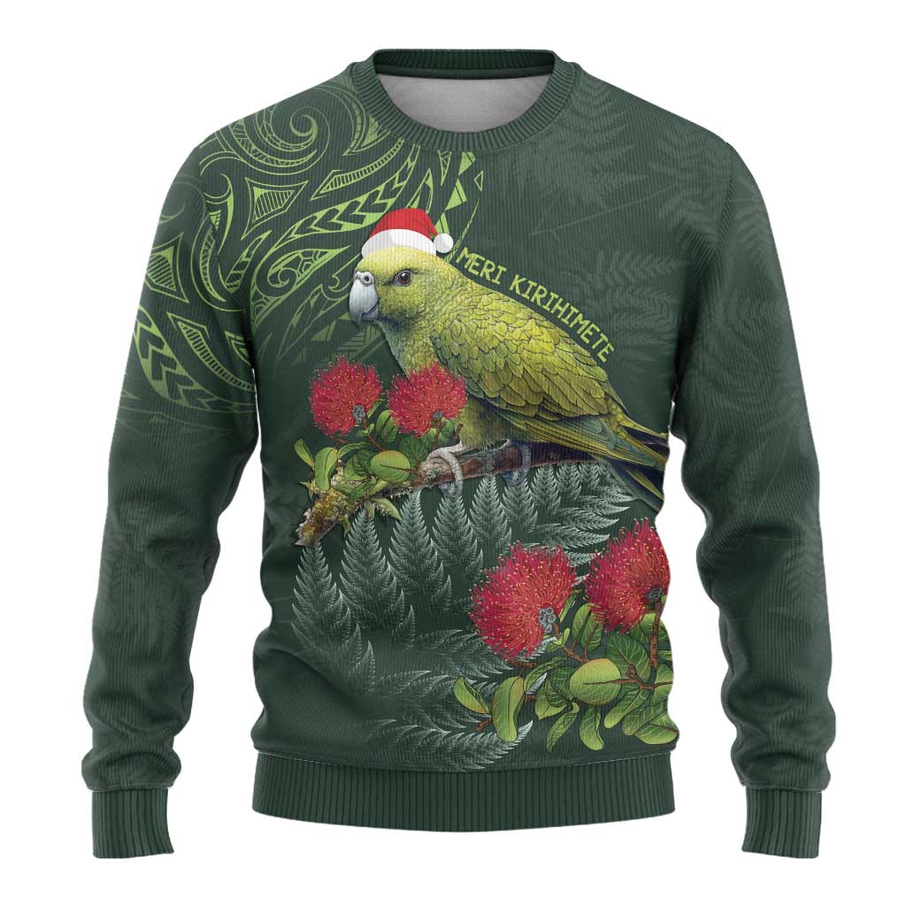Meri Kirihimete Kakapo Ugly Christmas Sweater Green Silver Fern Christmas Vibe LT9 - Polynesian Pride