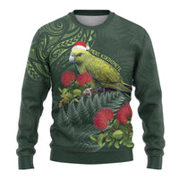 Meri Kirihimete Kakapo Ugly Christmas Sweater Green Silver Fern Christmas Vibe LT9 - Polynesian Pride