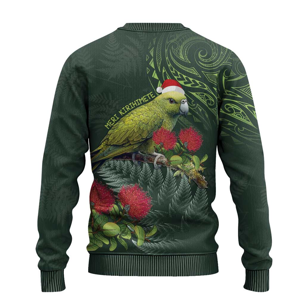 Meri Kirihimete Kakapo Ugly Christmas Sweater Green Silver Fern Christmas Vibe LT9 - Polynesian Pride