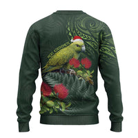 Meri Kirihimete Kakapo Ugly Christmas Sweater Green Silver Fern Christmas Vibe LT9 - Polynesian Pride