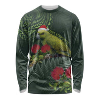 Meri Kirihimete Kakapo Long Sleeve Shirt Green Silver Fern Christmas Vibe LT9 Unisex Green - Polynesian Pride