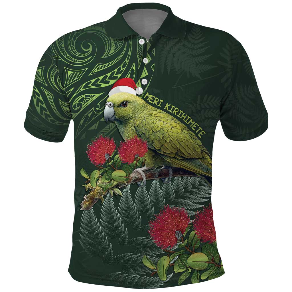 Meri Kirihimete Kakapo Polo Shirt Green Silver Fern Christmas Vibe LT9 Green - Polynesian Pride