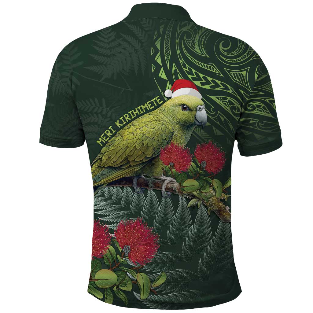 Meri Kirihimete Kakapo Polo Shirt Green Silver Fern Christmas Vibe LT9 - Polynesian Pride