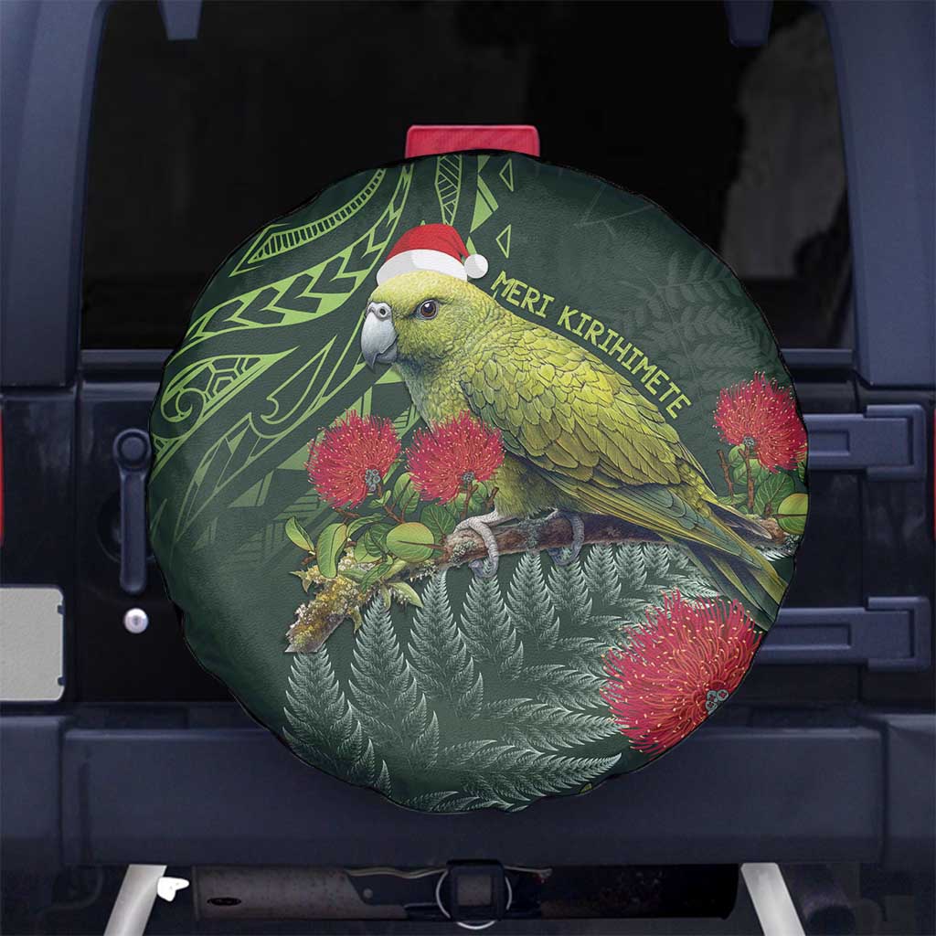 Meri Kirihimete Kakapo Spare Tire Cover Green Silver Fern Christmas Vibe LT9 - Polynesian Pride