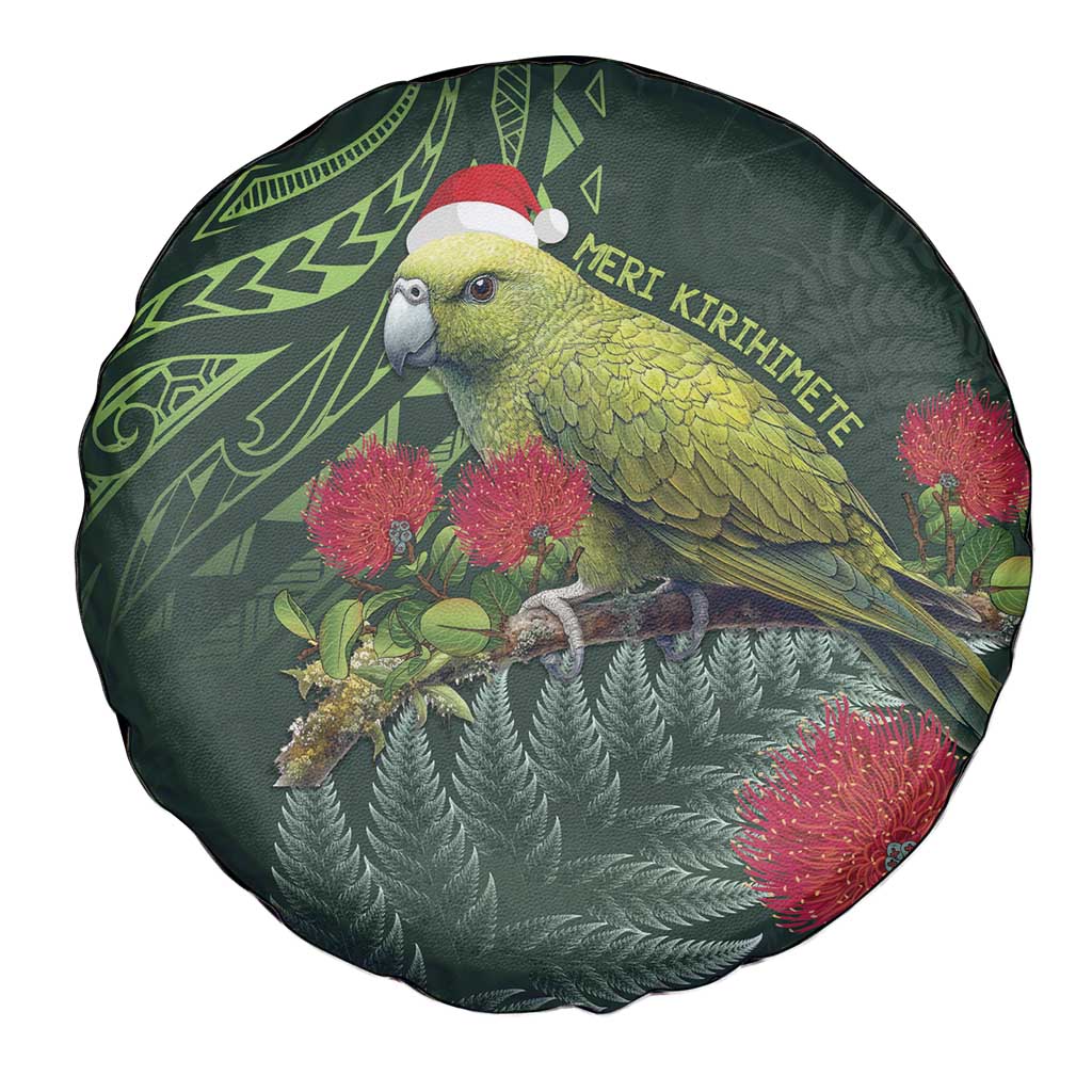Meri Kirihimete Kakapo Spare Tire Cover Green Silver Fern Christmas Vibe LT9 - Polynesian Pride