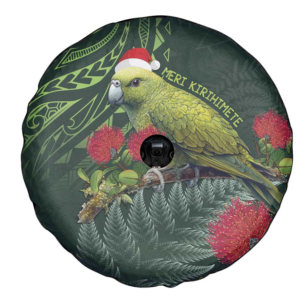 Meri Kirihimete Kakapo Spare Tire Cover Green Silver Fern Christmas Vibe LT9 - Polynesian Pride