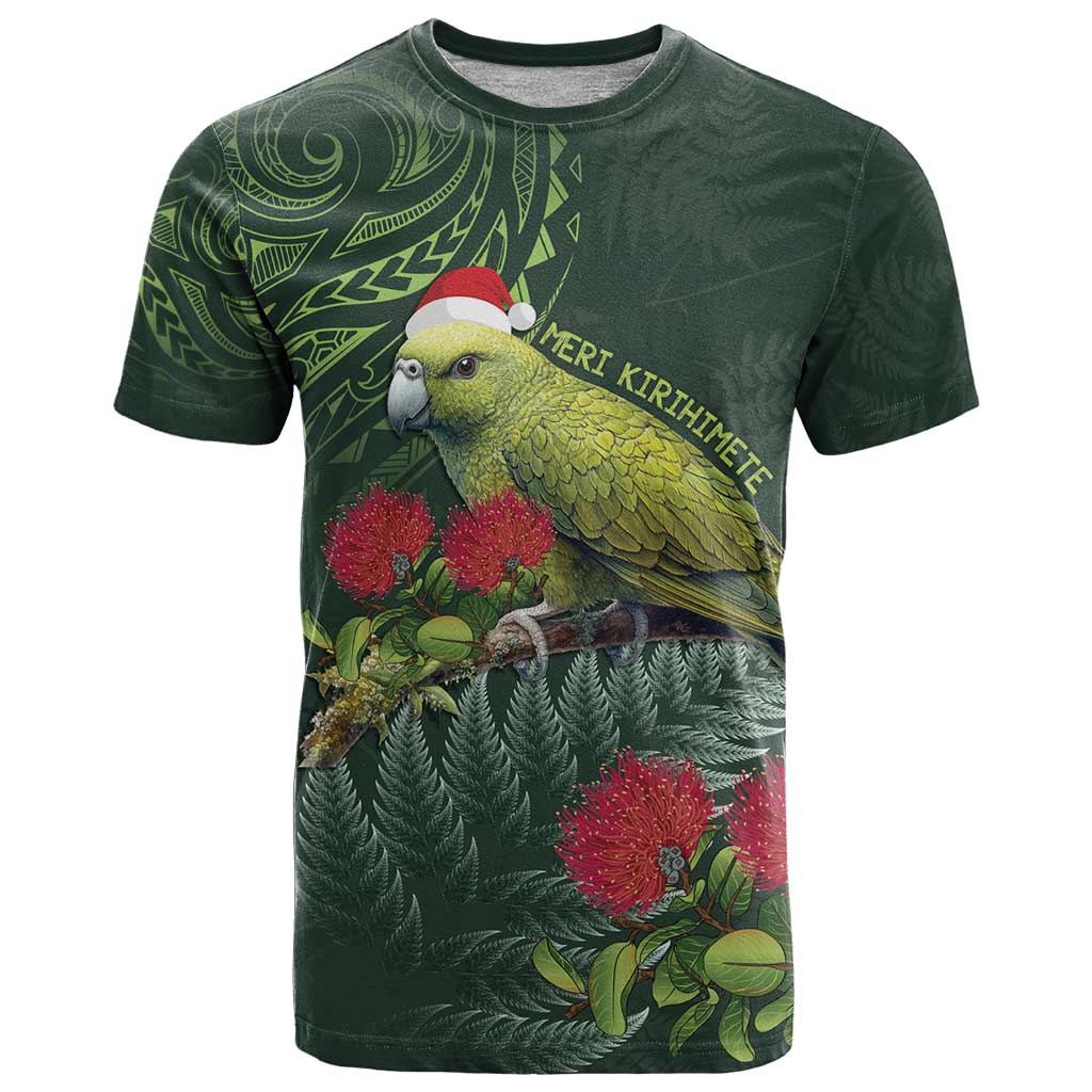 Meri Kirihimete Kakapo T Shirt Green Silver Fern Christmas Vibe LT9 Green - Polynesian Pride