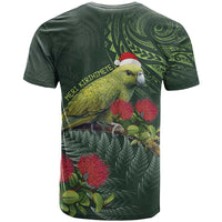 Meri Kirihimete Kakapo T Shirt Green Silver Fern Christmas Vibe LT9 - Polynesian Pride