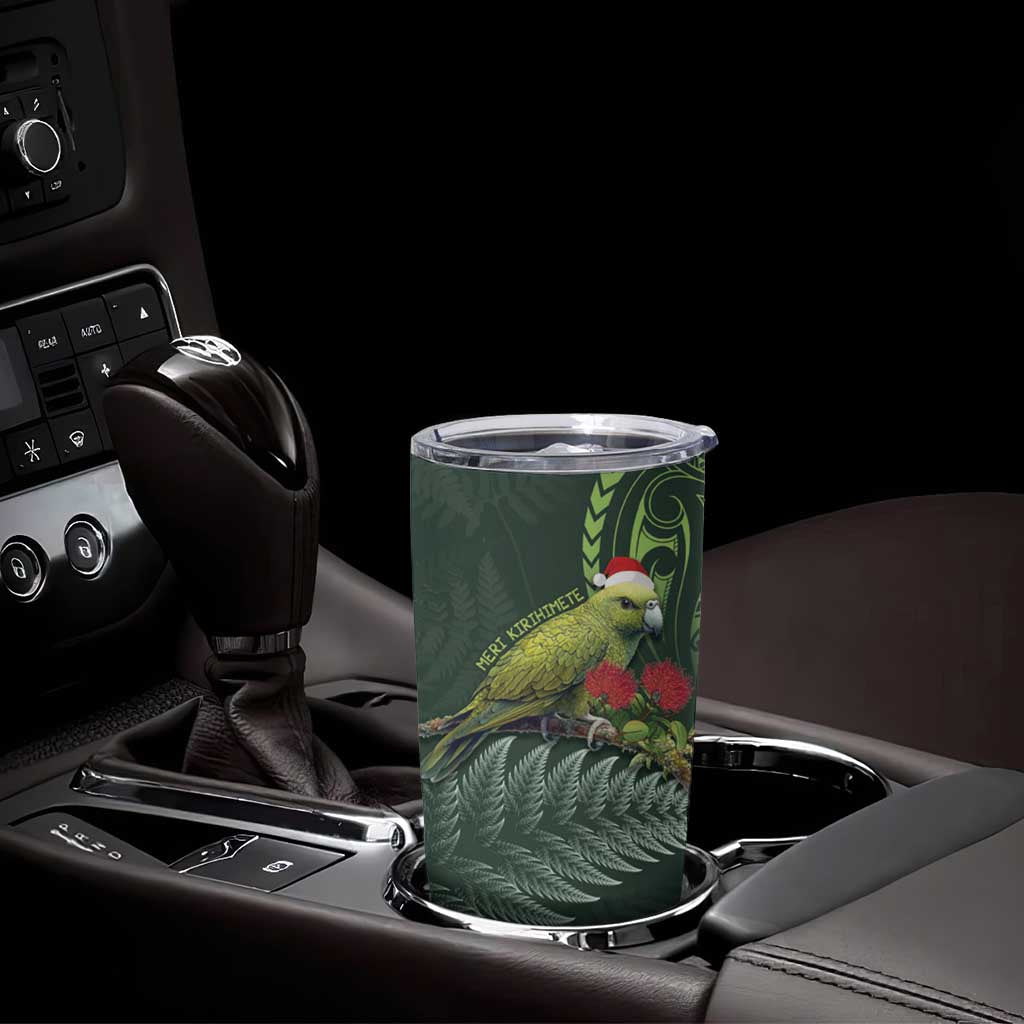 Meri Kirihimete Kakapo Tumbler Cup Green Silver Fern Christmas Vibe LT9 - Polynesian Pride