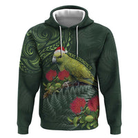 Meri Kirihimete Kakapo Zip Hoodie Green Silver Fern Christmas Vibe LT9 Pullover Hoodie Green - Polynesian Pride
