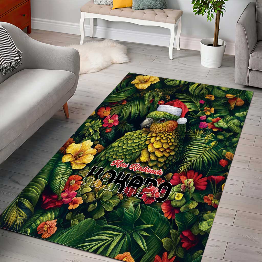 Meri Kirihimete Kakapo Area Rug New Zealand Christmas with Tropical Vibe LT9 - Polynesian Pride