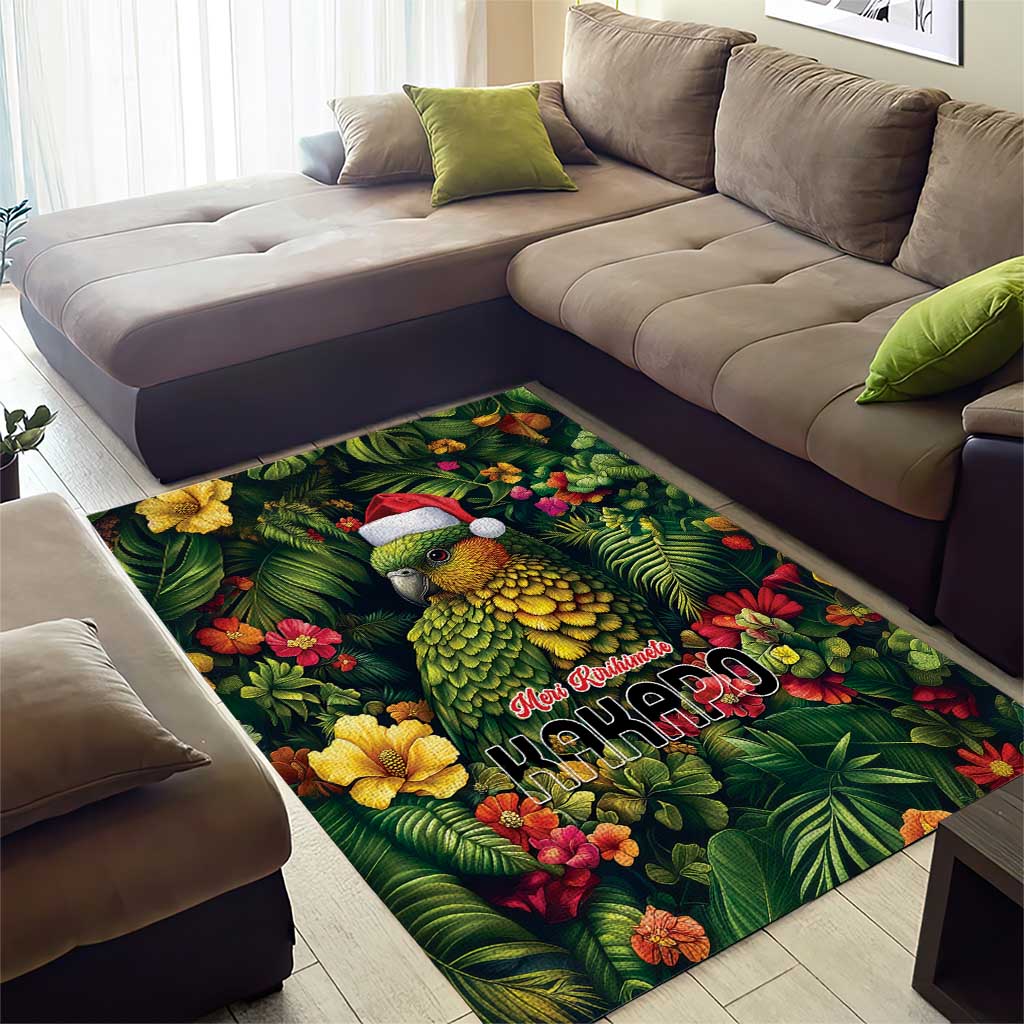 Meri Kirihimete Kakapo Area Rug New Zealand Christmas with Tropical Vibe LT9 - Polynesian Pride