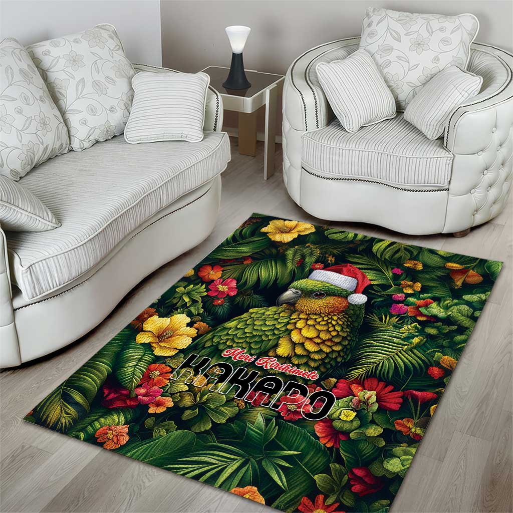 Meri Kirihimete Kakapo Area Rug New Zealand Christmas with Tropical Vibe LT9 - Polynesian Pride