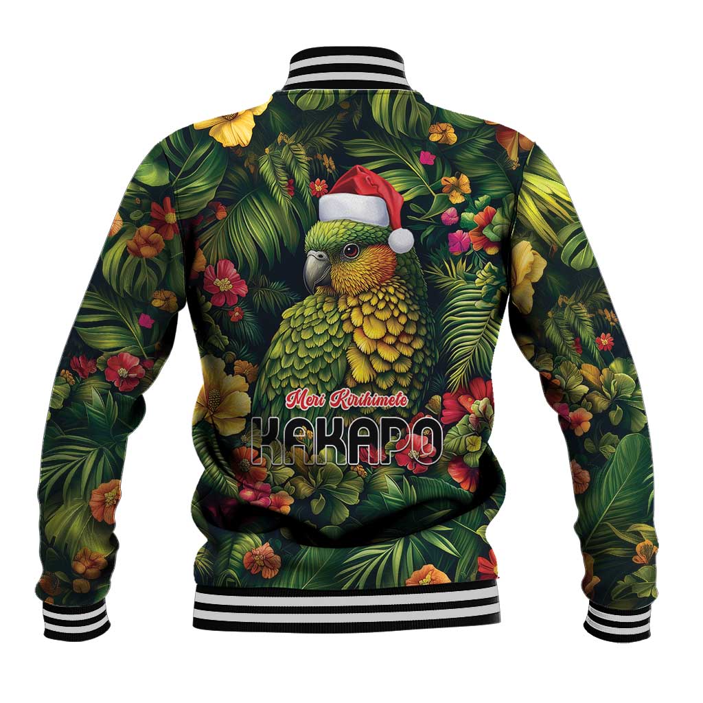 Meri Kirihimete Kakapo Baseball Jacket New Zealand Christmas with Tropical Vibe LT9 - Polynesian Pride
