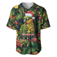 Meri Kirihimete Kakapo Baseball Jersey New Zealand Christmas with Tropical Vibe LT9 Green - Polynesian Pride