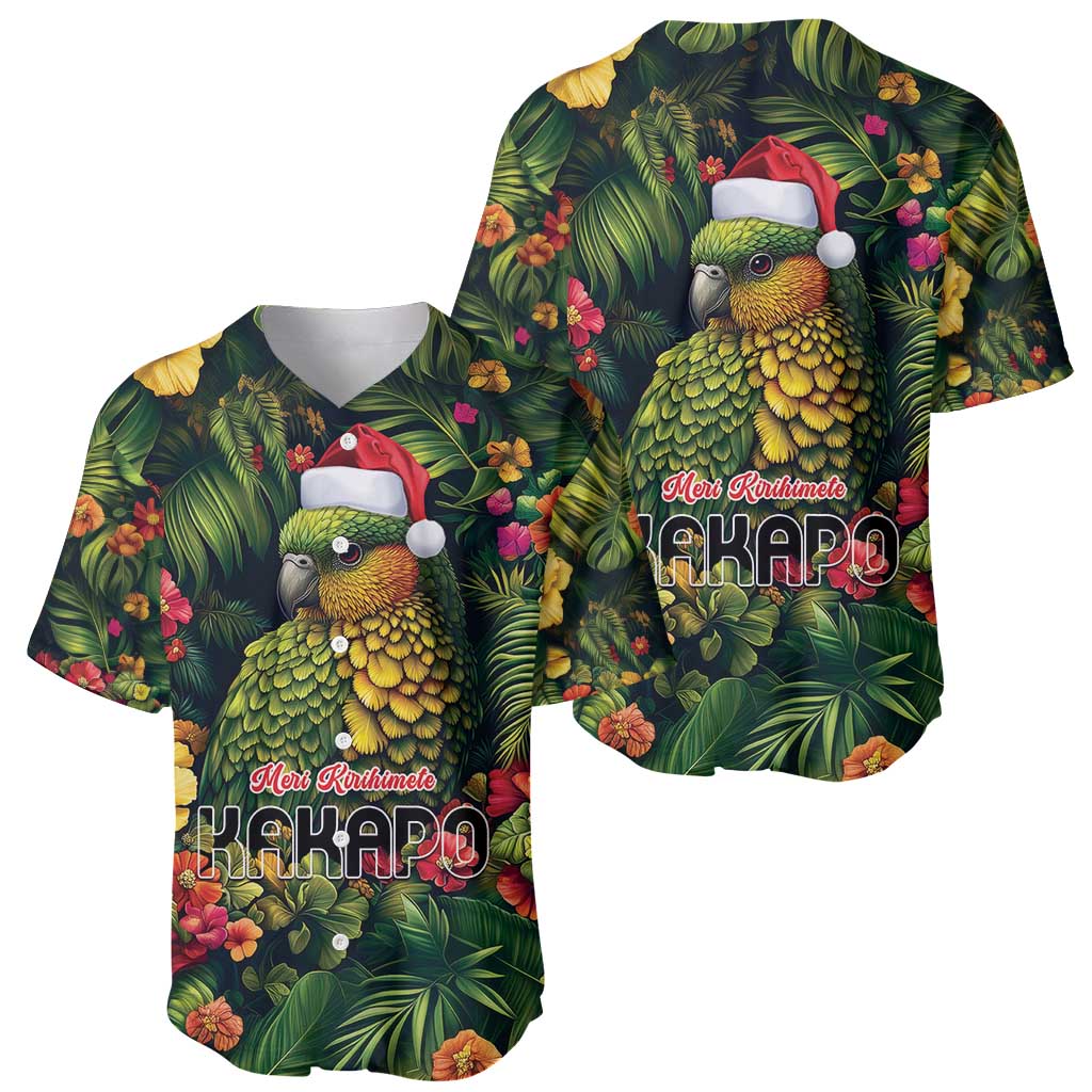 Meri Kirihimete Kakapo Baseball Jersey New Zealand Christmas with Tropical Vibe LT9 - Polynesian Pride