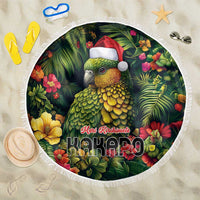 Meri Kirihimete Kakapo Beach Blanket New Zealand Christmas with Tropical Vibe LT9 One Size 150cm Green - Polynesian Pride