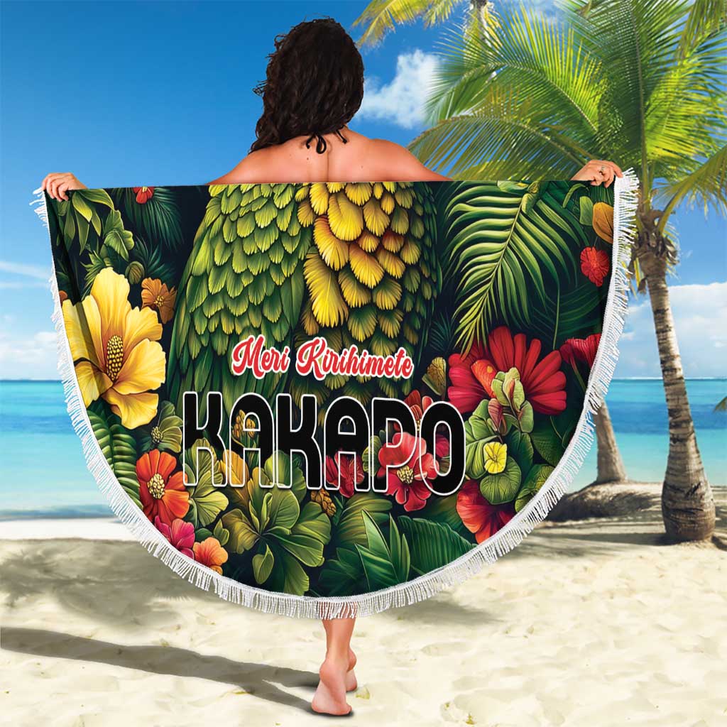 Meri Kirihimete Kakapo Beach Blanket New Zealand Christmas with Tropical Vibe LT9 - Polynesian Pride