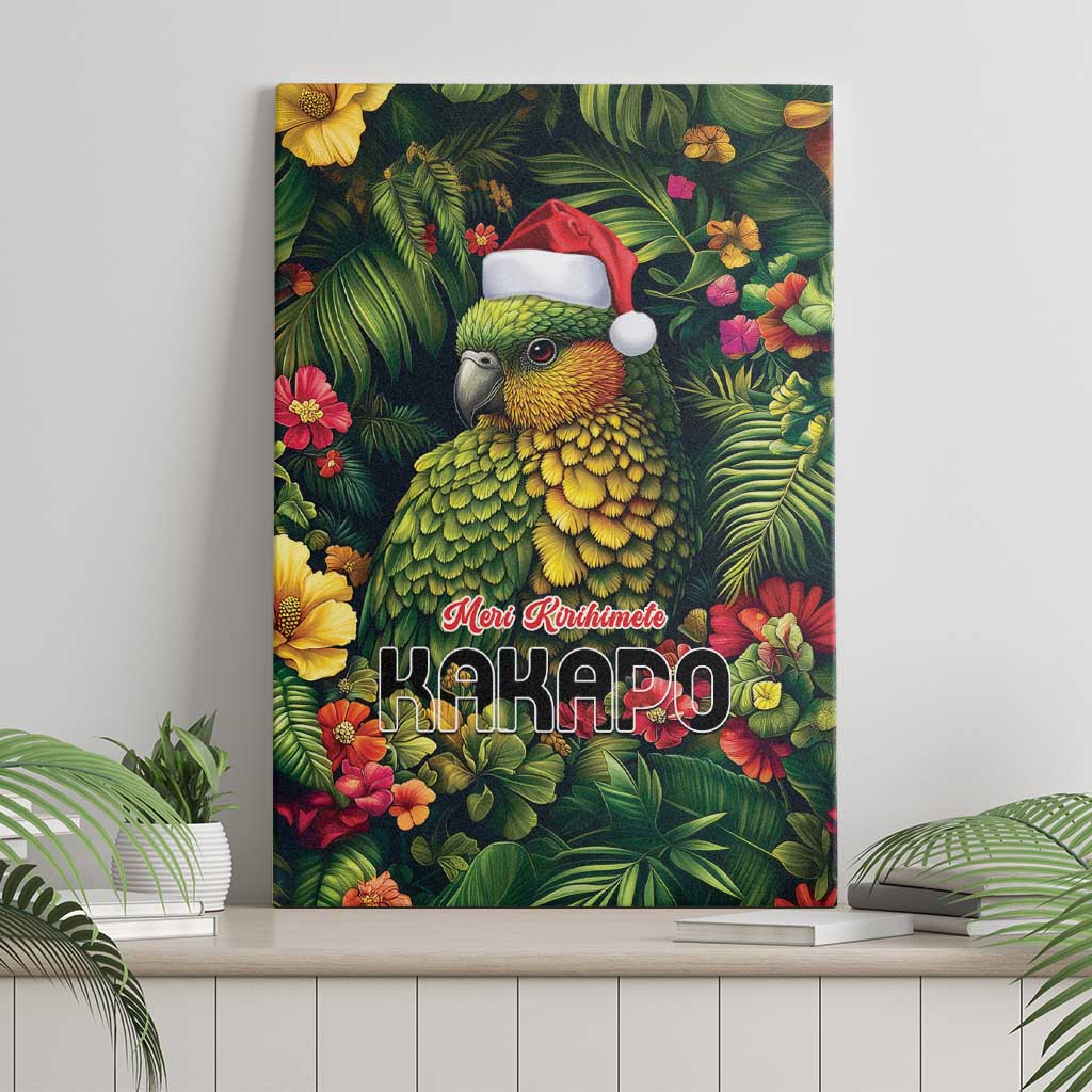 Meri Kirihimete Kakapo Canvas Wall Art New Zealand Christmas with Tropical Vibe LT9 - Polynesian Pride