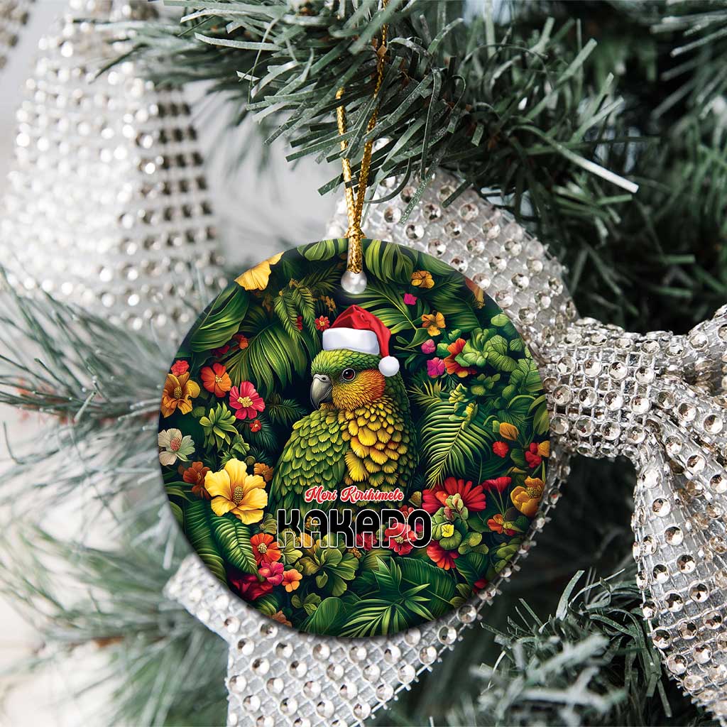Meri Kirihimete Kakapo Ceramic Ornament New Zealand Christmas with Tropical Vibe LT9 - Polynesian Pride