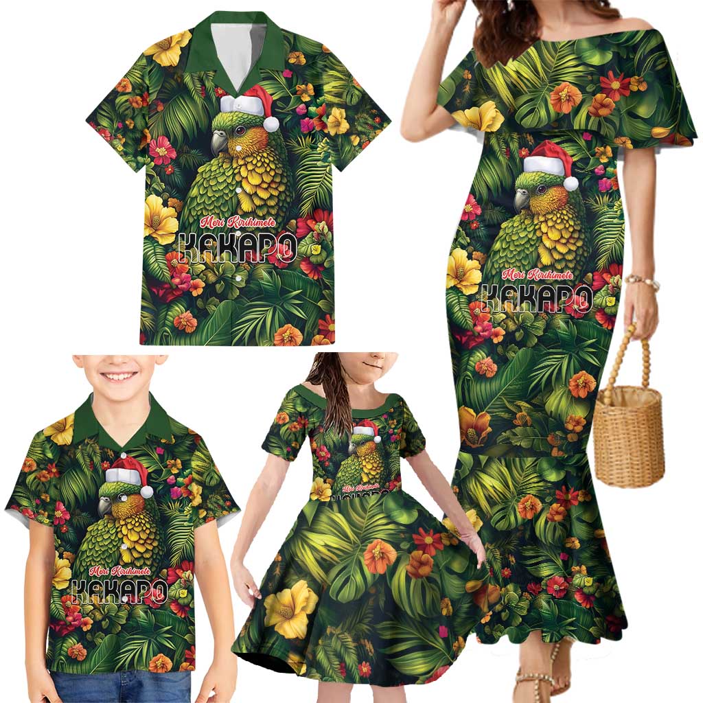 Meri Kirihimete Kakapo Family Matching Mermaid Dress and Hawaiian Shirt New Zealand Christmas with Tropical Vibe LT9 - Polynesian Pride