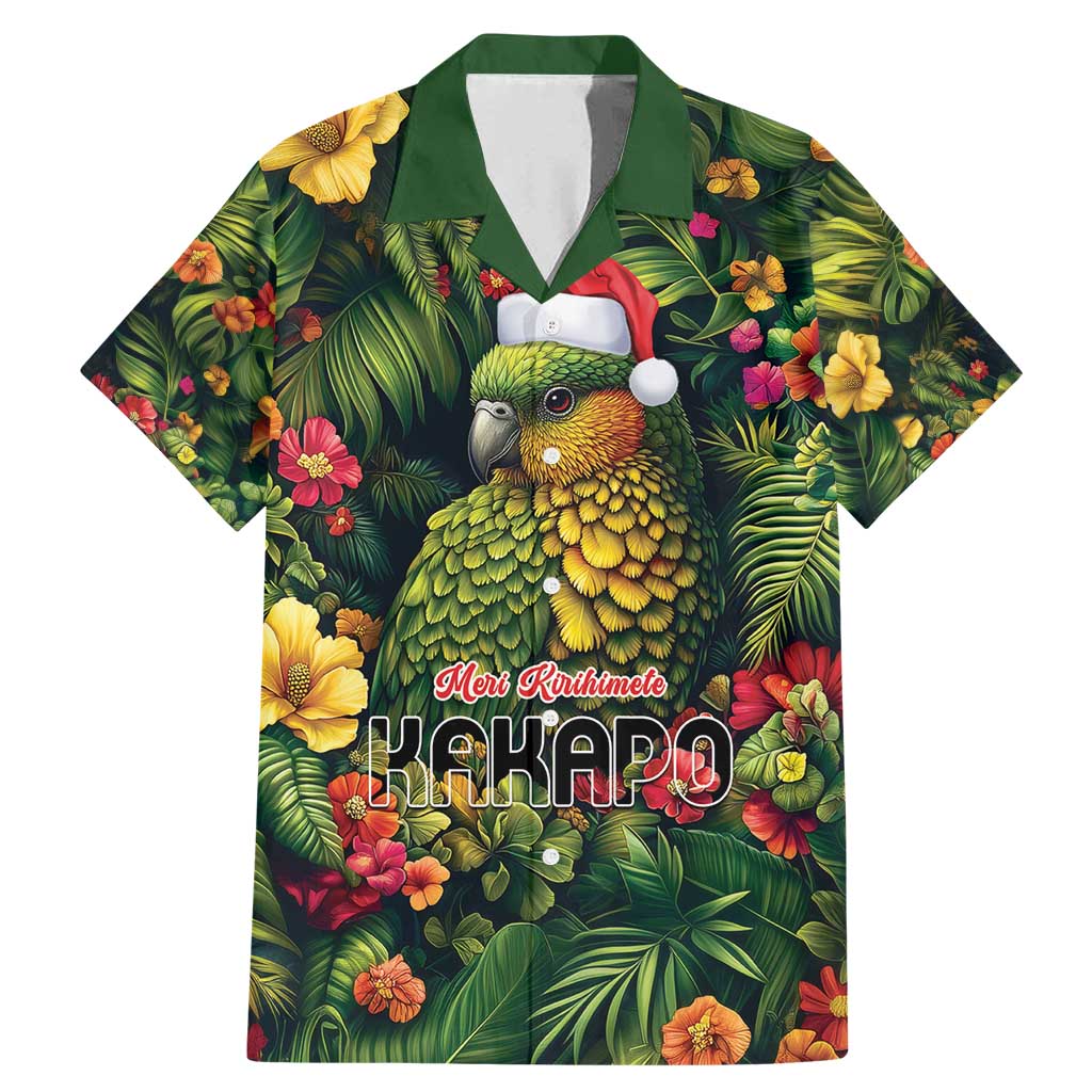 Meri Kirihimete Kakapo Family Matching Mermaid Dress and Hawaiian Shirt New Zealand Christmas with Tropical Vibe LT9 Dad's Shirt - Short Sleeve Green - Polynesian Pride