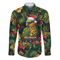 Meri Kirihimete Kakapo Family Matching Mermaid Dress and Hawaiian Shirt New Zealand Christmas with Tropical Vibe LT9 Dad's Shirt - Long Sleeve Green - Polynesian Pride
