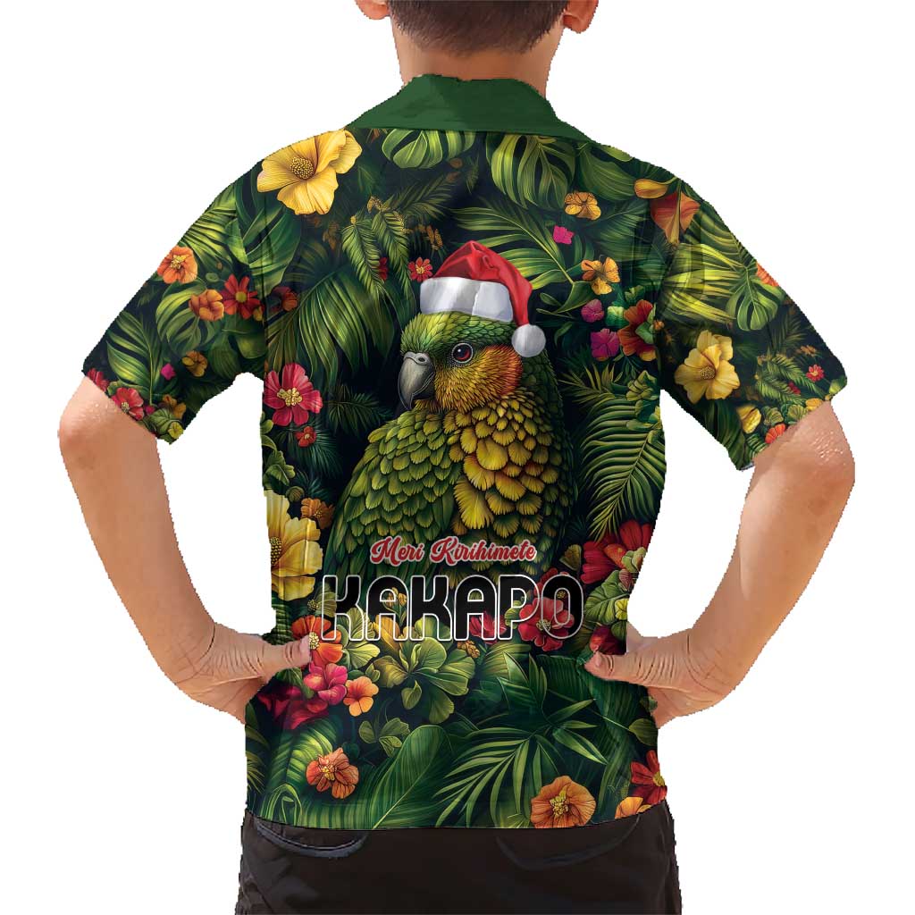 Meri Kirihimete Kakapo Family Matching Short Sleeve Bodycon Dress and Hawaiian Shirt New Zealand Christmas with Tropical Vibe LT9 - Polynesian Pride