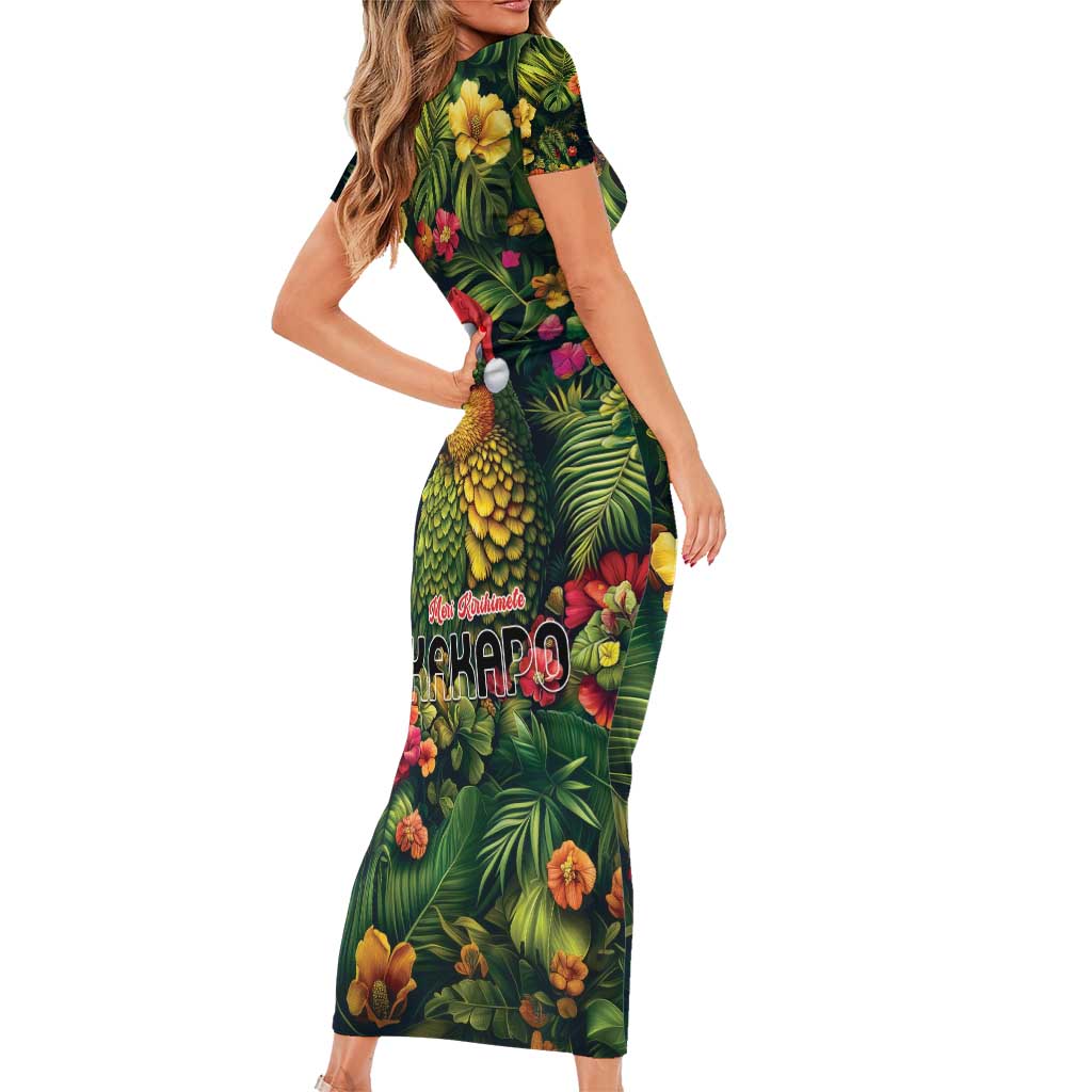 Meri Kirihimete Kakapo Family Matching Short Sleeve Bodycon Dress and Hawaiian Shirt New Zealand Christmas with Tropical Vibe LT9 - Polynesian Pride
